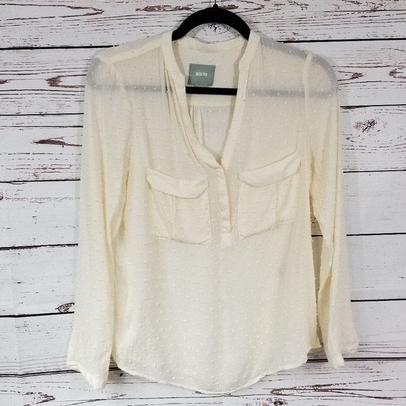 Anthropologie Tops - Anthropologie Maeve Swiss Dot Long Sleeve Blouse